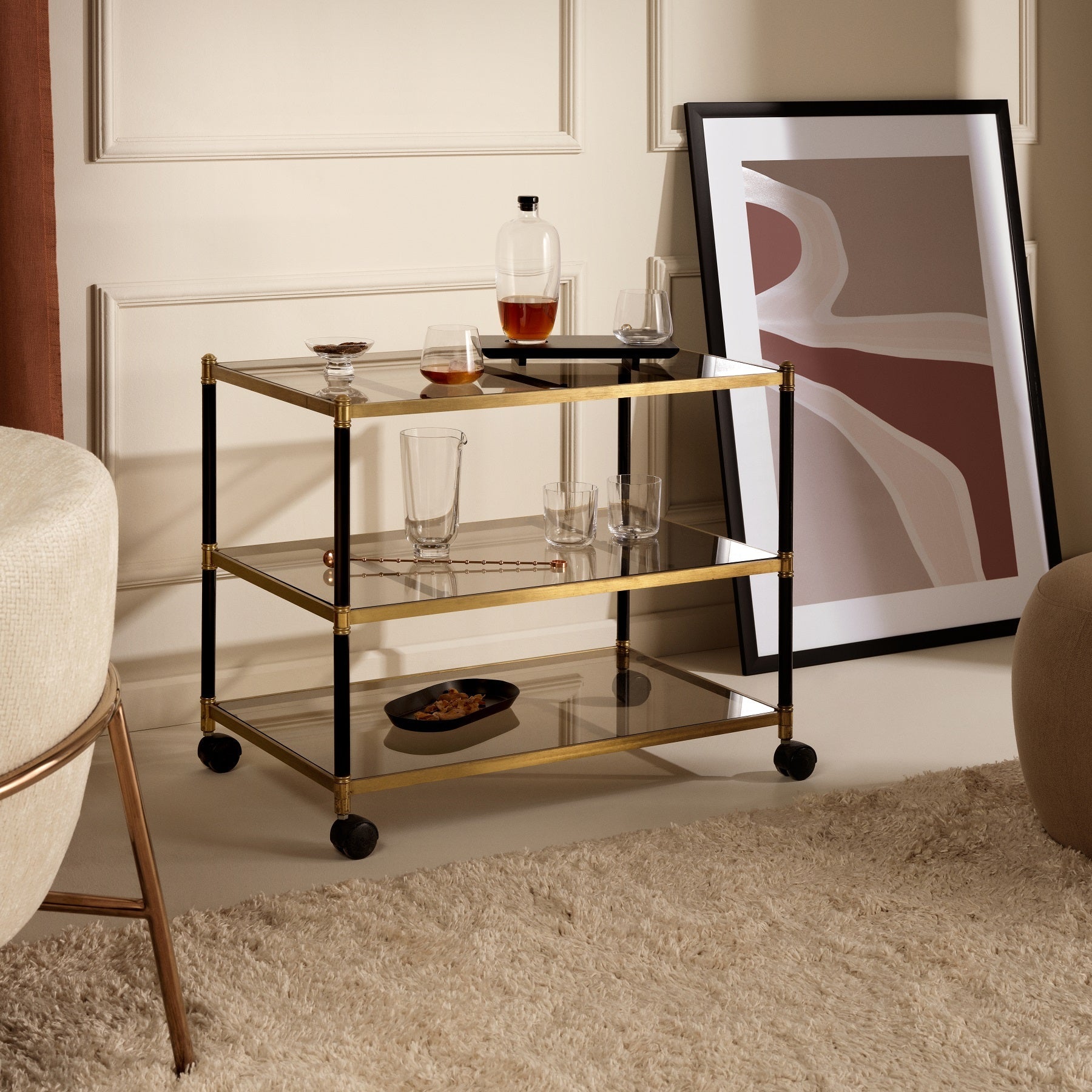 Kanpai Whiskey Decanter with Wooden Tray